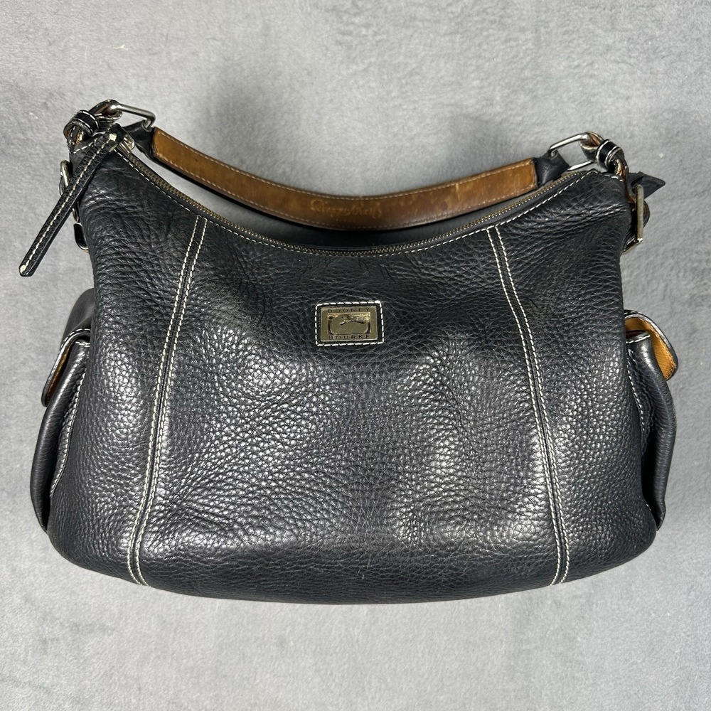 Vintage Dooney & Bourke Pebbled Leather Shoulder Bag Black Hobo Legacy Y2K